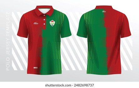 red and green polo sport shirt sublimation jersey template