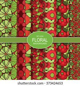 Red and Green Poppy Backgrounds.