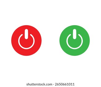 Ícones vermelhos e verdes do botão liga/desliga, símbolos do interruptor ligado para UI ou UX, arquivo vetor.