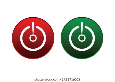 Iconos rojos y verdes del Botón de poder para el Estado encendido y apagado aislado en el fondo blanco
