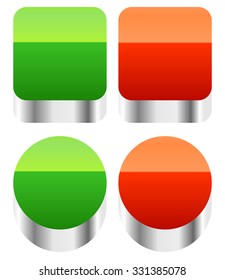 Red, green push buttons or power buttons. (highlight with gradient only)