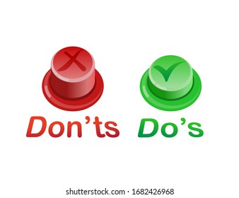 Red and green push. Graphic art logo design element isolated on white background. Concept of do or don't symbol like decision.