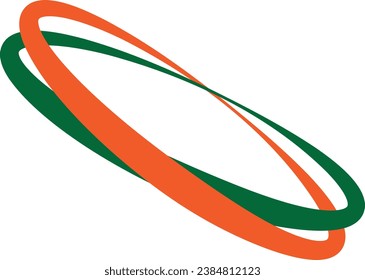 Red green ribbon, oval logo, logotype, circles, interlocking circles