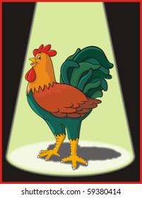 Red and green rooster character