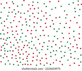 Red and green round confetti. Random, chaotic polka dot. Bright background  for party invites, wedding, cards, phone Wallpapers. Christmas colour. Vector illustration. 