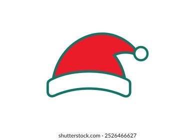  Red and green Santa hat vector illustration, perfect for festive holiday designs and clipart.