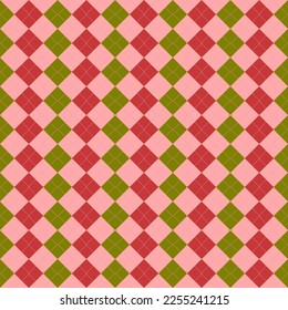 red and green seamless geometric pattern with argyle background