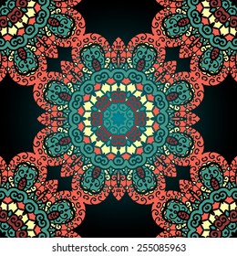 Red and green seamless ornamental pattern. Vintage art element