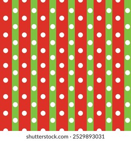 Patrón sin costuras rojo y verde. Fondo tradicional de Navidad. Fondo de lunares rojo y verde. Plantilla de Vector para tela, textil, Fondo de pantalla, papel de embalaje, etc.