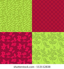 Red and green seamless patterns