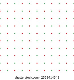 Red and Green seamless polka dot pattern, White background. Christmas design.