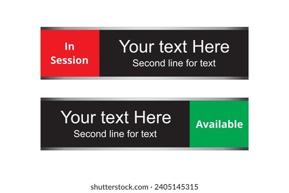 Red and green in session or available slider signs on white background