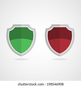 Red and green shields
