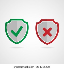 Red and green shields illustration