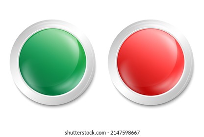 Red Green Shiny 3d Buttons Round Stock Vector (Royalty Free) 2147598667 ...