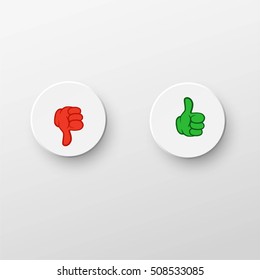 Red and green signals with hands down and up

