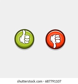 Red and green signals with hands down and up