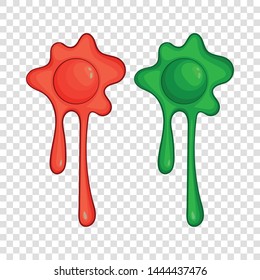 Red and green slime spot icon. Cartoon illustration of red and green slime spot vector icon for web
