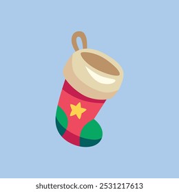 red green sock in flat vector design.