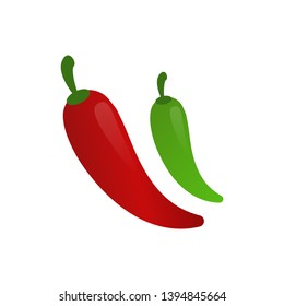 Red and green spicy chili icon design. Isolated on white. Vector illustration design - Vector
