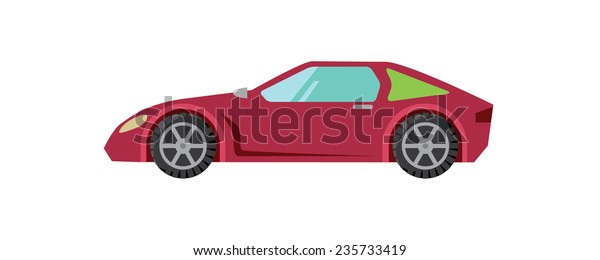 red\
green sport car vector illustration with blue\
window