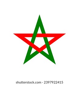 Red and green star award line icon illustration. Pentagram logo isolated on white background vector.