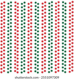 Red and Green Star Seamless Pattern with White Background