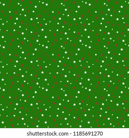 Red and Green Stars Seamless Pattern - Red, white, and green confetti stars design