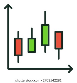 Red and Green Stock Chart vector concept colored icon for traders or design element