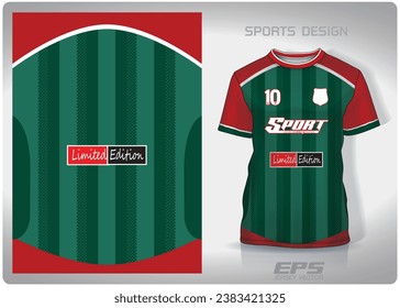 red green straight stripes pattern design, illustration, textile background for sports t-shirt, football jersey shirt mockup for football club. consistent front view