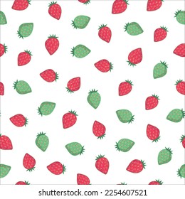 Red and green strawberry pattern. Decorative seamless pattern for wrapping paper, wallpaper, textile, greeting cards and invitations.