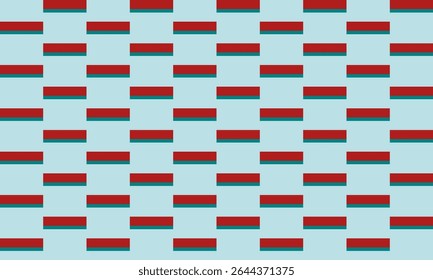 Faixa vermelha e verde no fundo azul, faixa de linha horizontal abstrata, fundo de bloco quadriculado com linhas como padrão de repetição sem costura, design de imagem completa para impressão de tecido