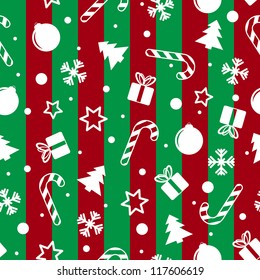 Red and green stripe background with Christmas signs