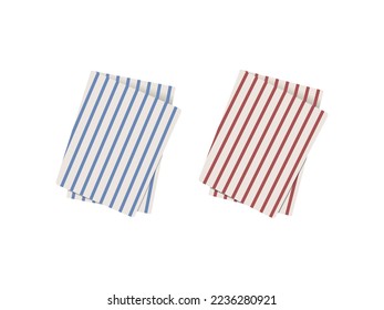 The red and green striped tablecloths. Decorative cotton napkin vectors.