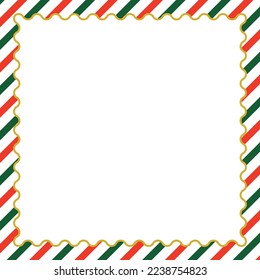 Red and Green stripes outer border with wave style gold inner border for Christmas