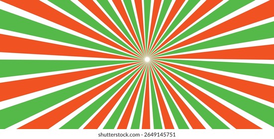 Red green sunshine colorful vector background. Abstract sunburst design wallpaper for template banner business social media advertising. cartoon backdrop.