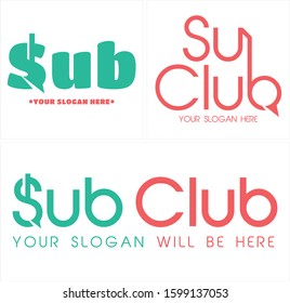 Red green symbol chat learn initial icon circle brush logo template suitable for club web technology communication bubble message network dialog business conversation forum application social media 