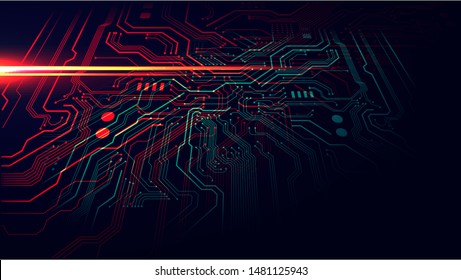 red and green technology circuit board background, Vector Illustration