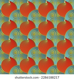 Red green textured abstract background combined with cool golden lines