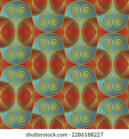 Red green textured abstract background combined with cool golden lines