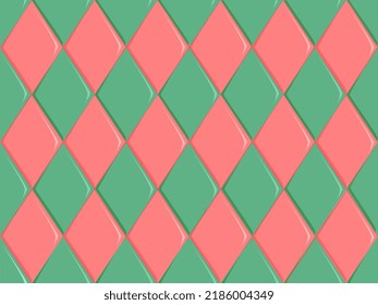Red and green tiled background, cartoon style, strawberry shades