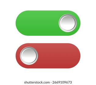 Red and green toggle buttons, switch on and off.