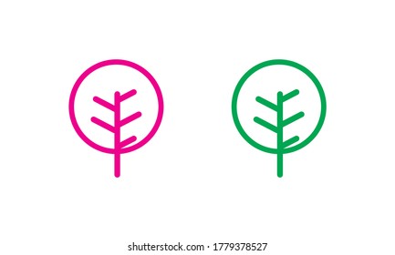 red green Tree Line Icon Forest Plants