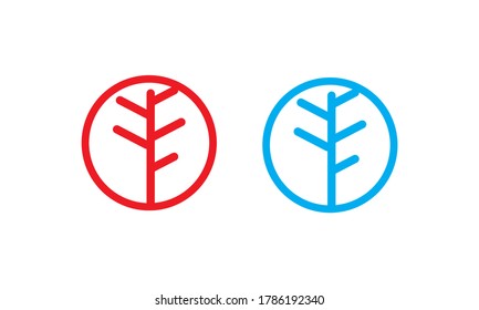 red green Tree Line Icon Forest Plants