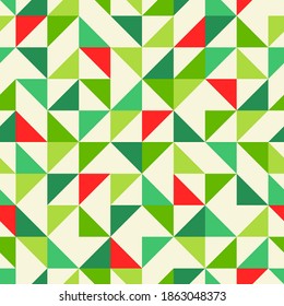 Red and green triangle seamless pattern for christmas and new year background.