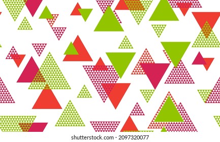 Red green triangles geometric seamless pattern

