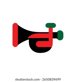 Red green trumpet on Remembrance Day concept instrument music