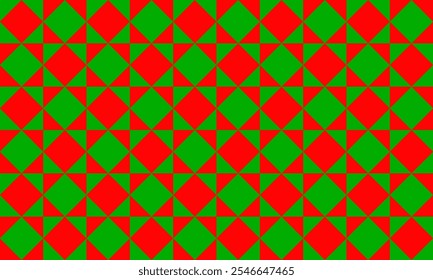 Red and green turbine, star, diamond, square triangle, strip patchwork pattern repeat seamless design for fabric printing design, christmas background 