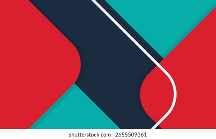 Fundo abstrato vermelho e verde turquesa. composição de formas dinâmicas. ilustração vetorial para banners, modelos de apresentação e mídias sociais. fundo azul escuro