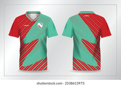 red and green turquoise sport jersey for football and soccer shirt template